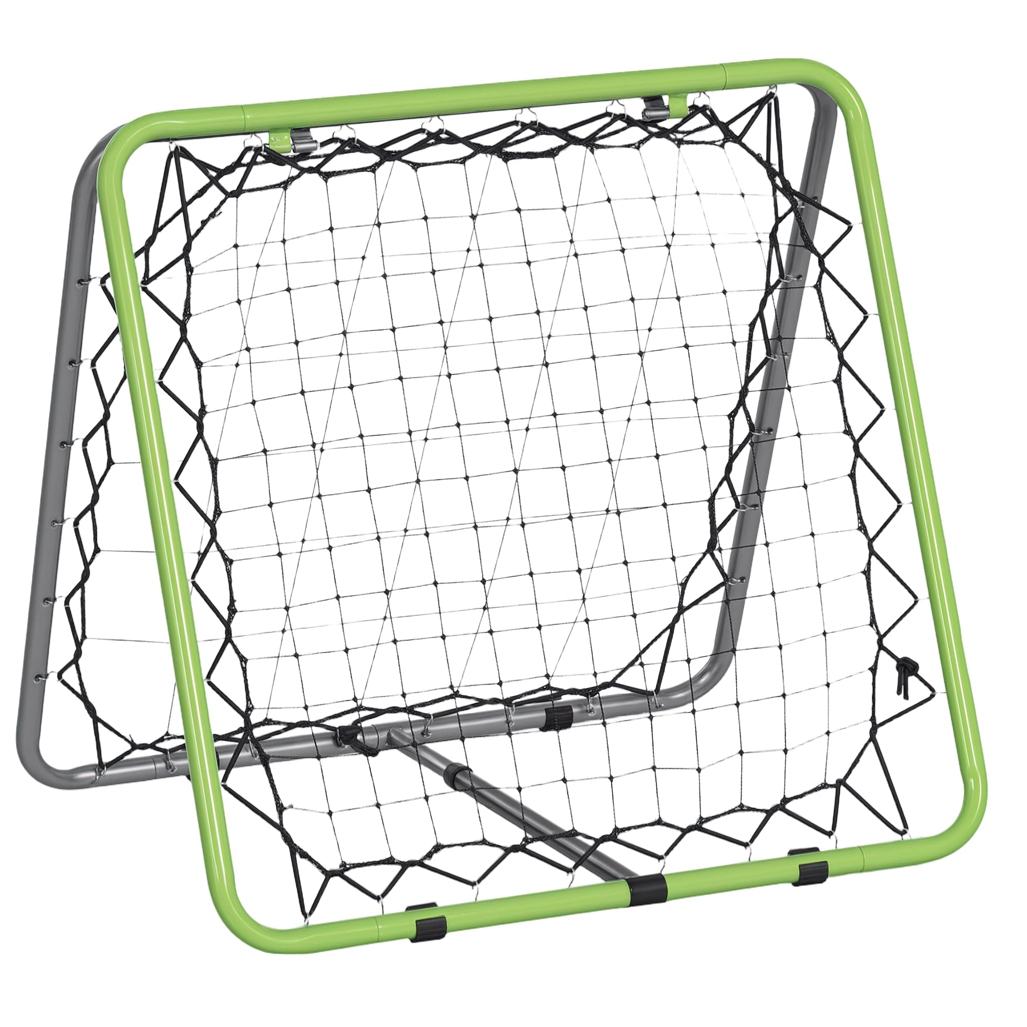 HOMCOM Football Rebounder Kickback Goal Filet de Rebond pour Baseball Basketball Rebond bilatéral Réglable en 5 étapes Métal Vert+Noir 75 x 75 x 64 cm