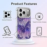 Vista 239 de I-MGAE-IN-AR - Funda diseñada para iPhone 12 y 12 Pro, diseño de mariposa plateada brillante, funda protectora de poliuretano termoplástico, suave