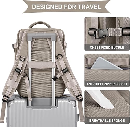 Miniatura 4 de WONHOX - Mochila grande, aprobada para vuelo, unisex, para viajes, trabajo, negocios o laptop