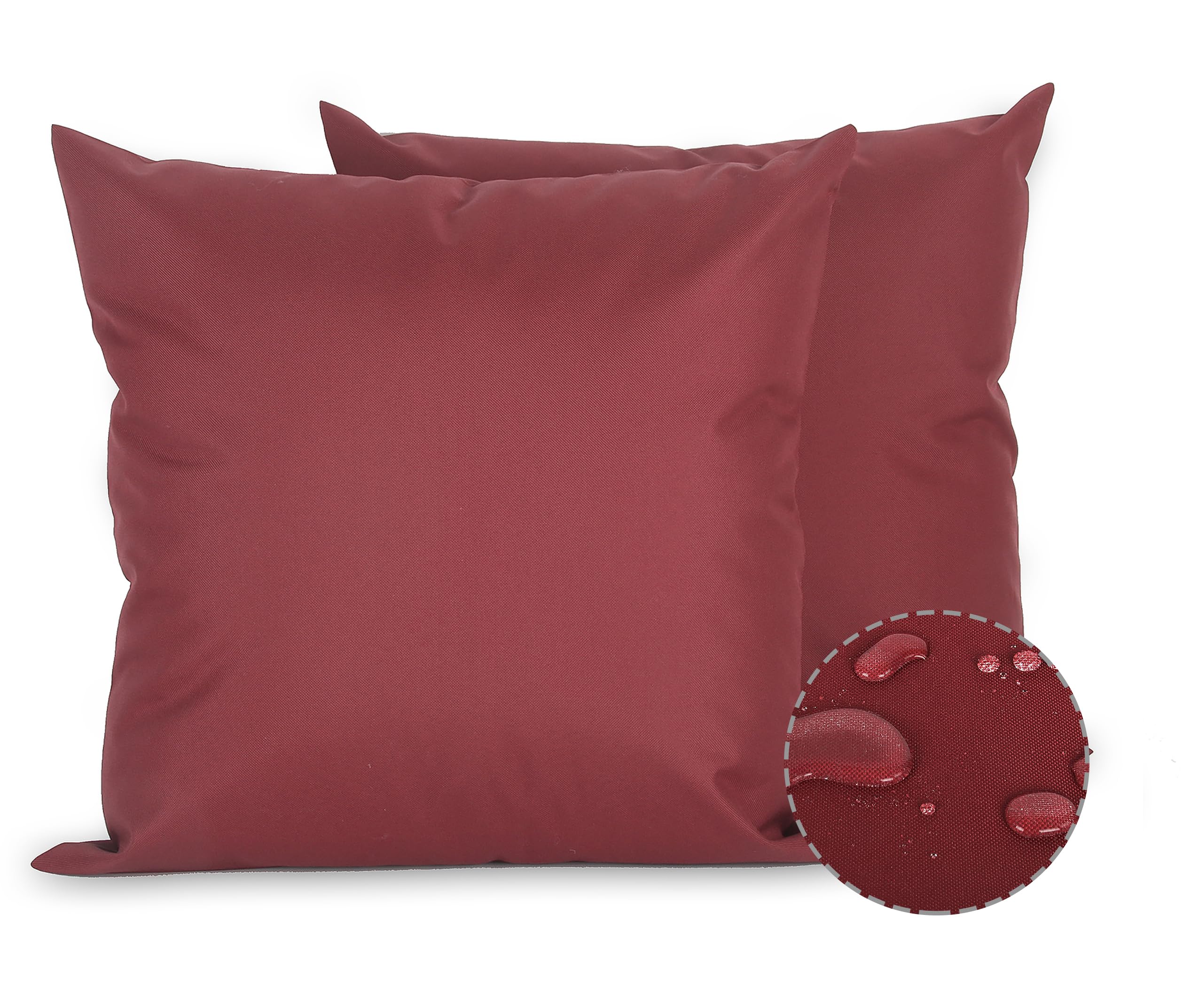 Sigmat Waterproof Outdoor Pillow Covers Fade Resistant Decorative Throw Pillowcases for Patio, Sofa and Chair Set of 2, 18x18 Inch, Burgandy