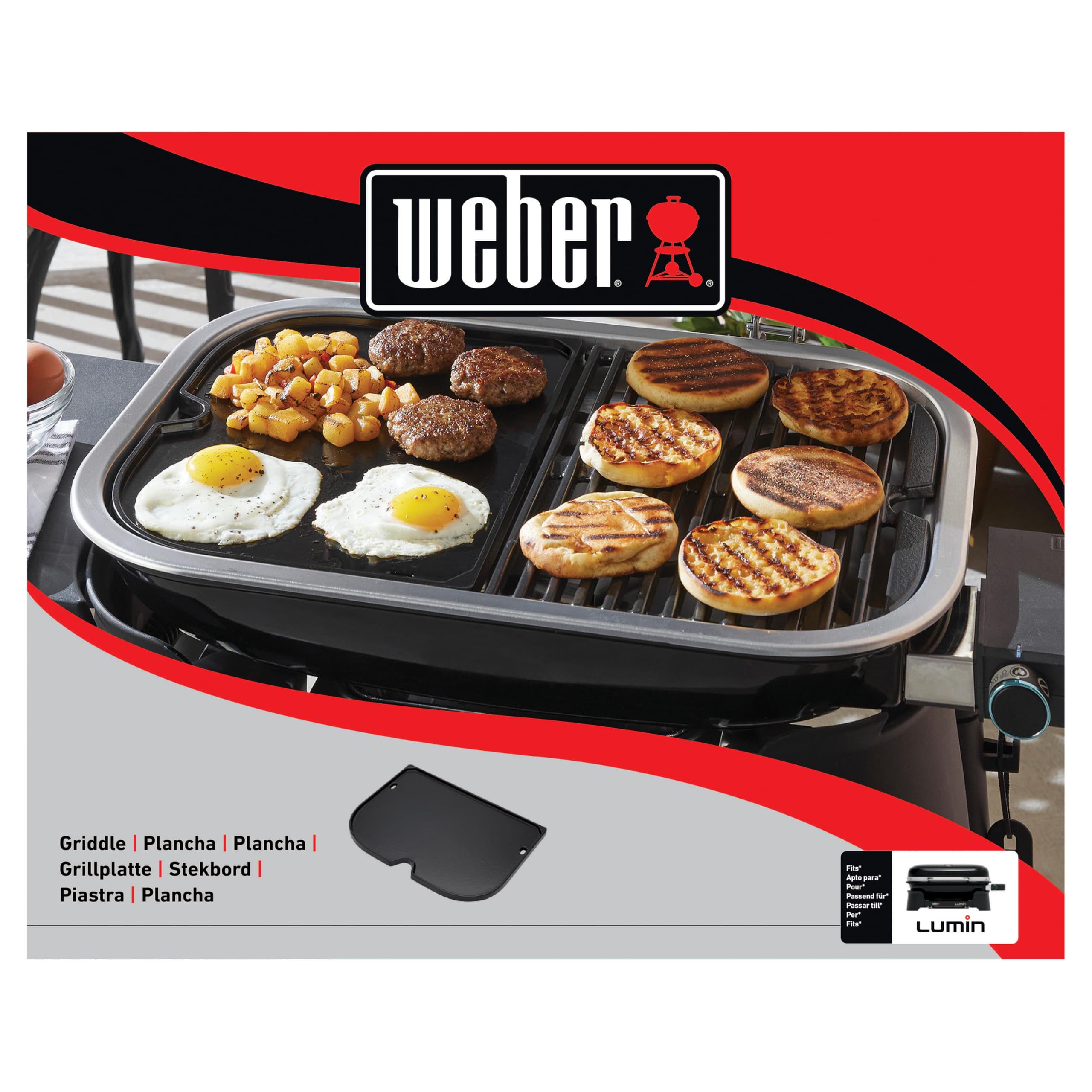 Weber plancha per Lumin/ghisa Smaltata per distribuzione Uniforme del Calore e Facile Pulizia – Nero (6612)
