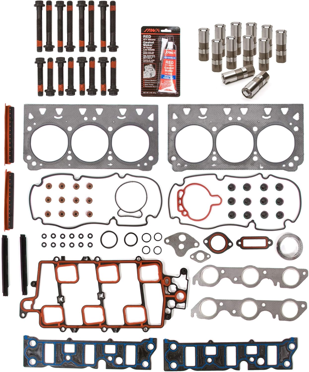 Evergreen HSHBLF8-10438L Head Gasket Set Bolts Lifters Compatible With 97-05 Buick Chevroket Oldsmobile Pontiac 3.8