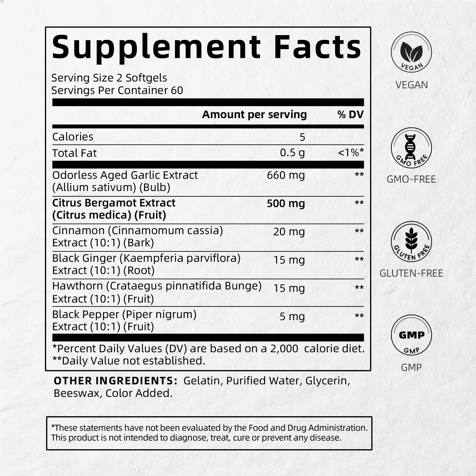 Aged Garlic Extract & Citrus Bergamot, 1160mg - Heart & Circulation Support — Amazon image 9