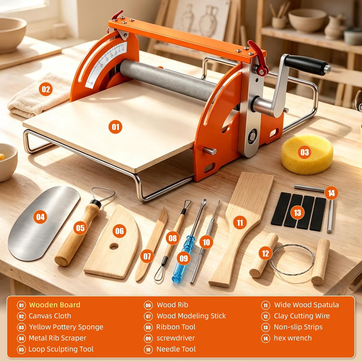 Hand Cranked Ceramic Slab Machine, Slab Roller for Clay Pottery