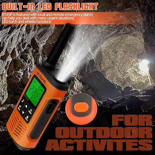 Miniatura 7 de Retevis RT45P Walkie Talkies impermeables IP67, radio recargable de dos vías para adultos, 22CH SOS NOAA, con batería de 1000 mAh y cargador USB-C,