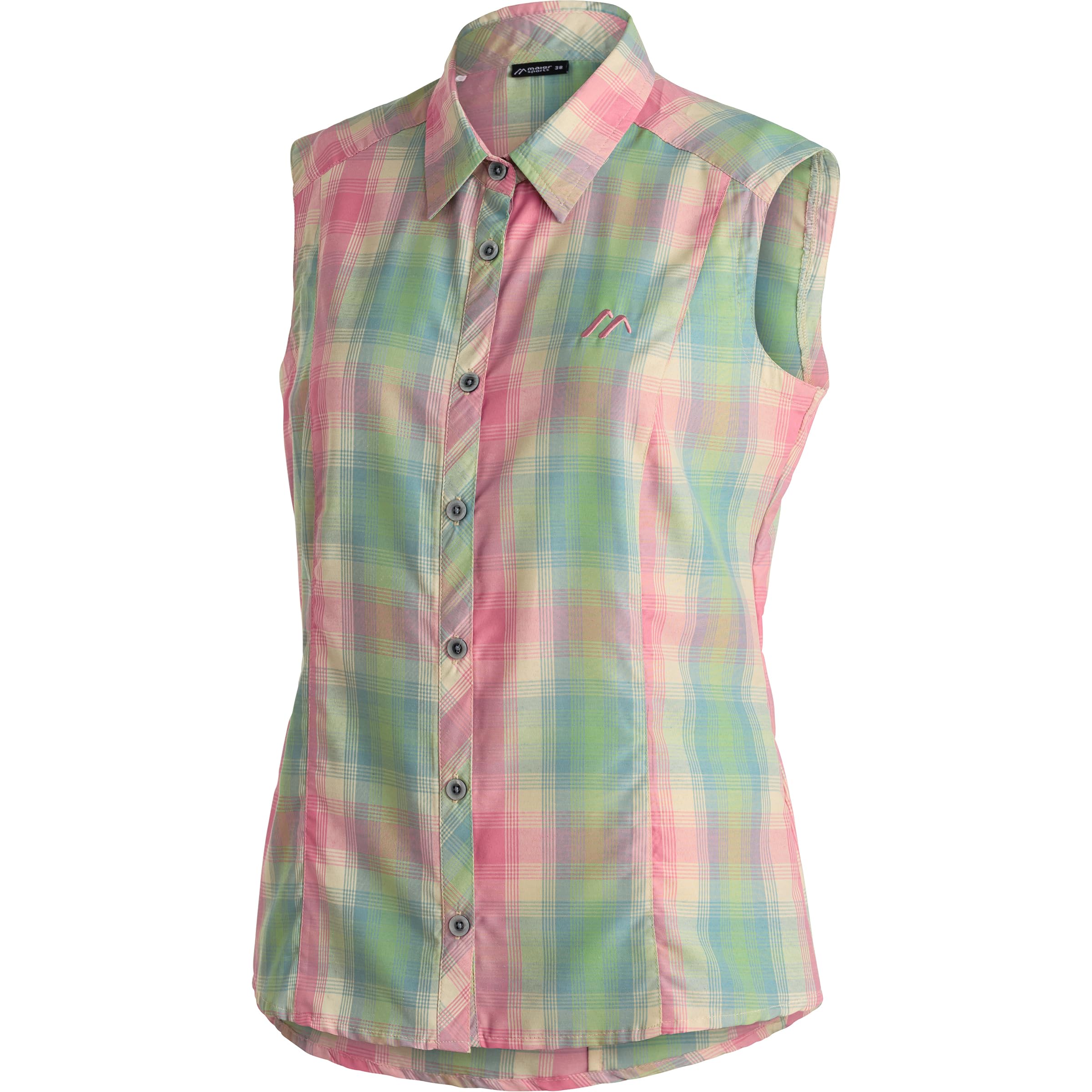 maier sports Donna Paloma Camicetta, Pink-Muslin-Green-Check, S