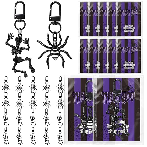 Kenning 20 Set Gothic Skull Skeleton Spider Keychain Metal Black