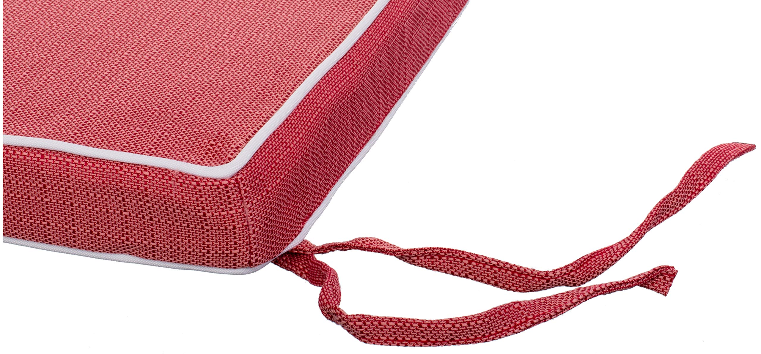 Brandsseller Set de 6 Cojines de asiento 40x40x4 cm – Cojine para silla repelente al Agua con Cintas de Sujeción aspecto de Lino – interior y exterior – Cocina,Terraza, Jardín – Rojo