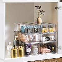 Vista 6 de Sorbus 1 Large & 2 Small Clear Stackable Storage Drawers – Plastic Organizer Bins with Handles – Stackable Pull-Out Storage Drawers for Closet