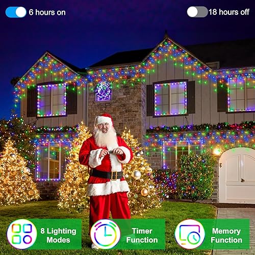 Miniatura 3 de Luces LED de Navidad de 164 pies para exteriores con 352 gotas, 1232 LED, 8 modos para bodas, fiestas, decoración de vacaciones