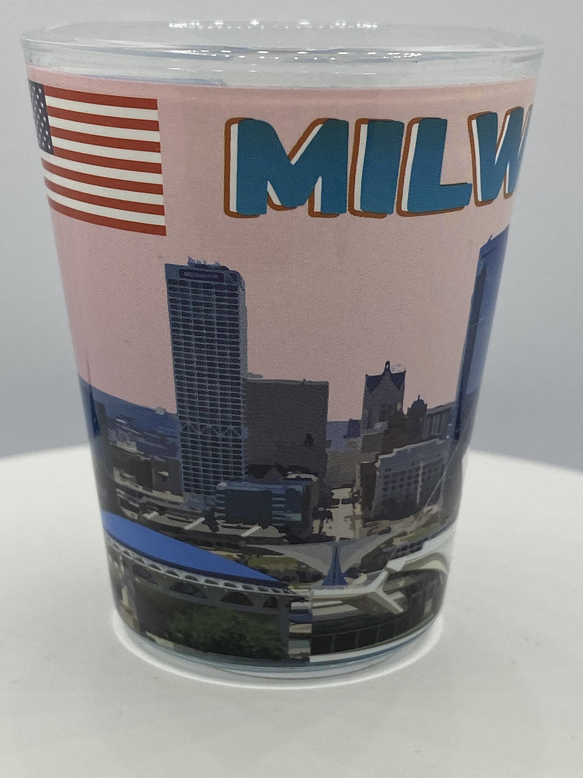 "MILWAUKEE" Wisconsin SHOT GLASS 2 OZ.