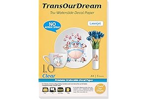 Blinggasm Waterslide Decal Paper | Printable Waterslide Paper for Laserjet Printer, 5 Sheets A4 Size