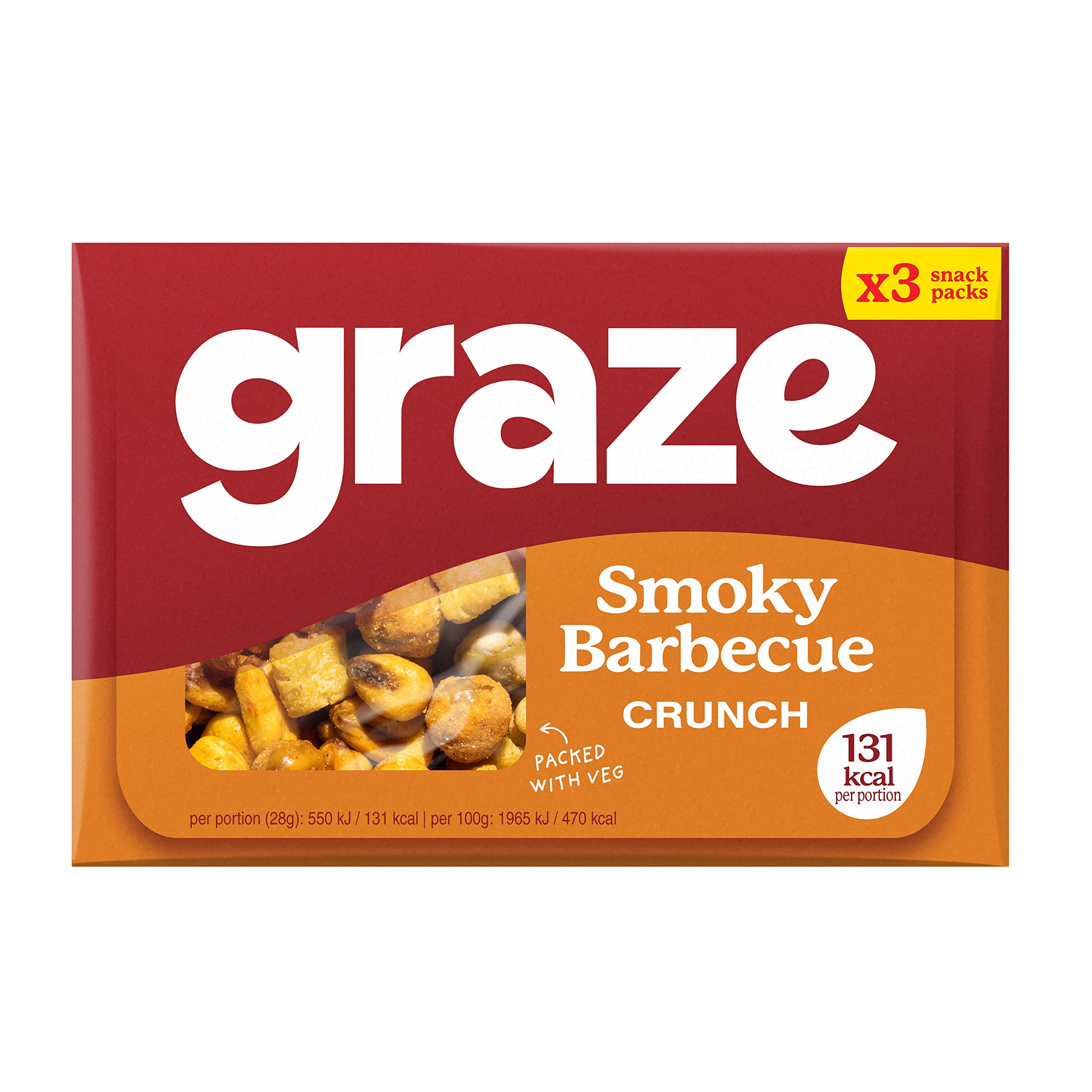 Graze Smoky Barbecue Crunch Snack Packs, 3 x 31g