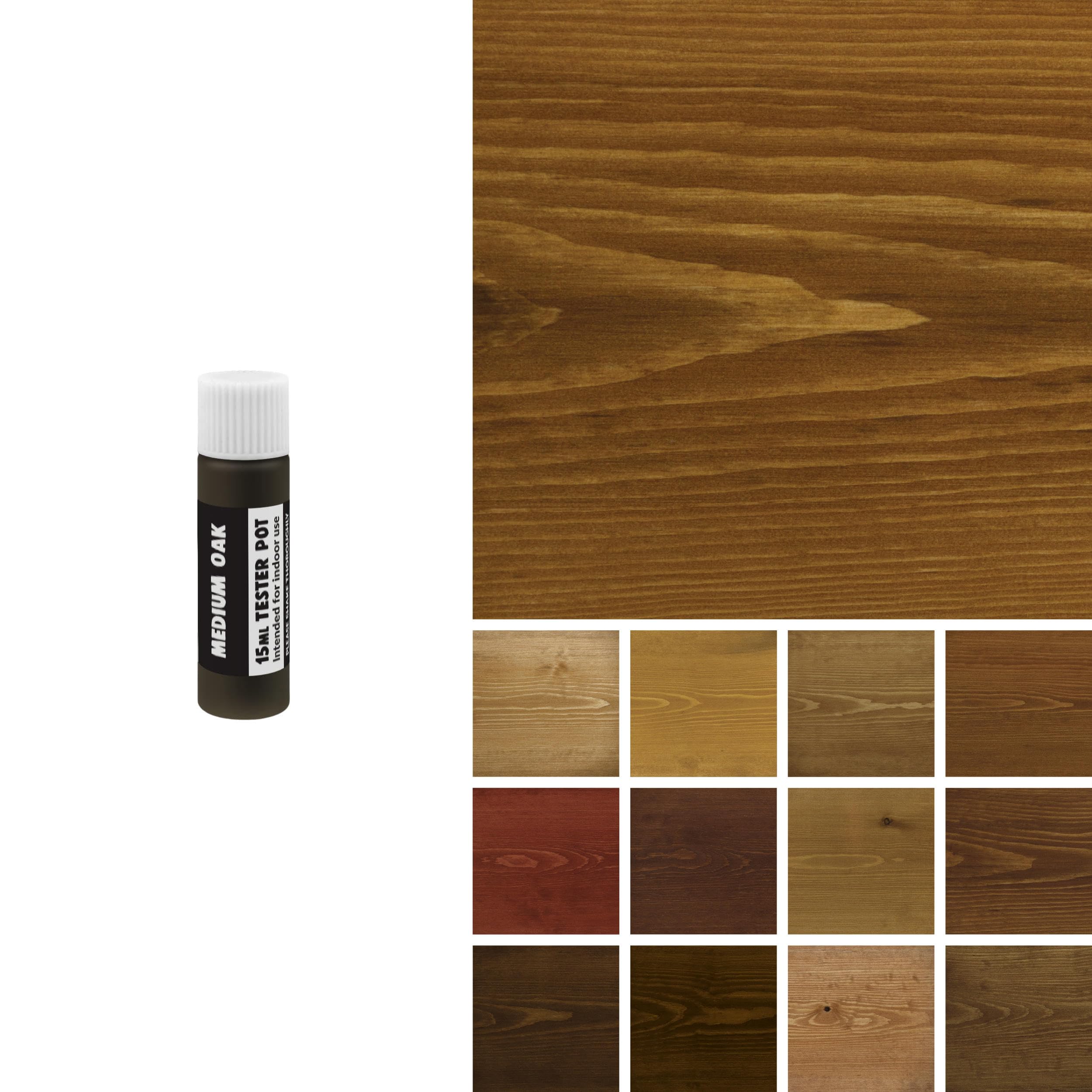 Wood Stain Water-Based - (Medium Oak) – Non-Toxic, Eco-Friendly & Quick Drying - Easy-to-Apply, Concentrated Formula for All Wood Types – 15ml Tester Pot
