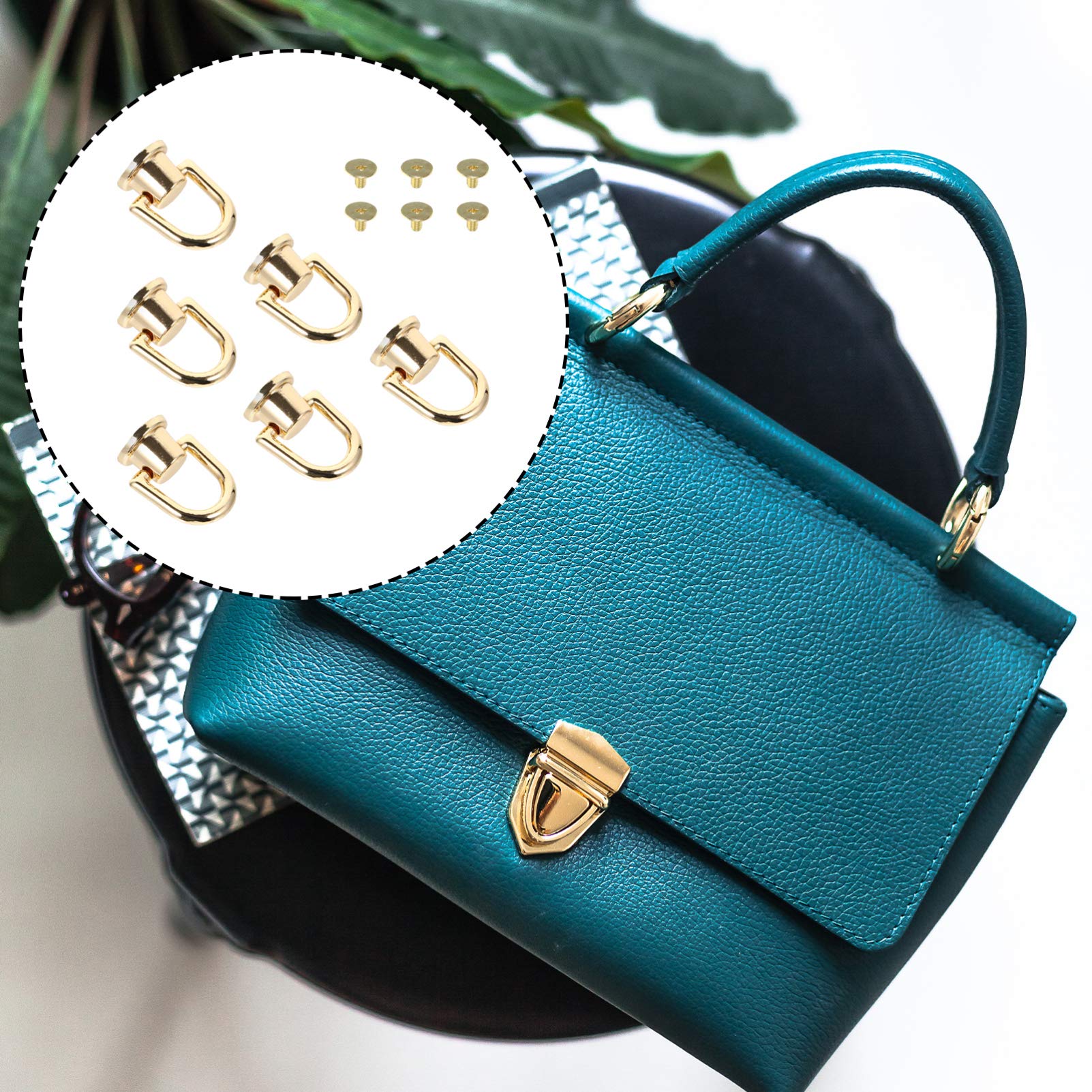 VILLCASE 6 Stück D-ring aus Legierung in Gold Installieren und Tragen für Selbstgemacht Handtaschen und Halsbänder Zubehör