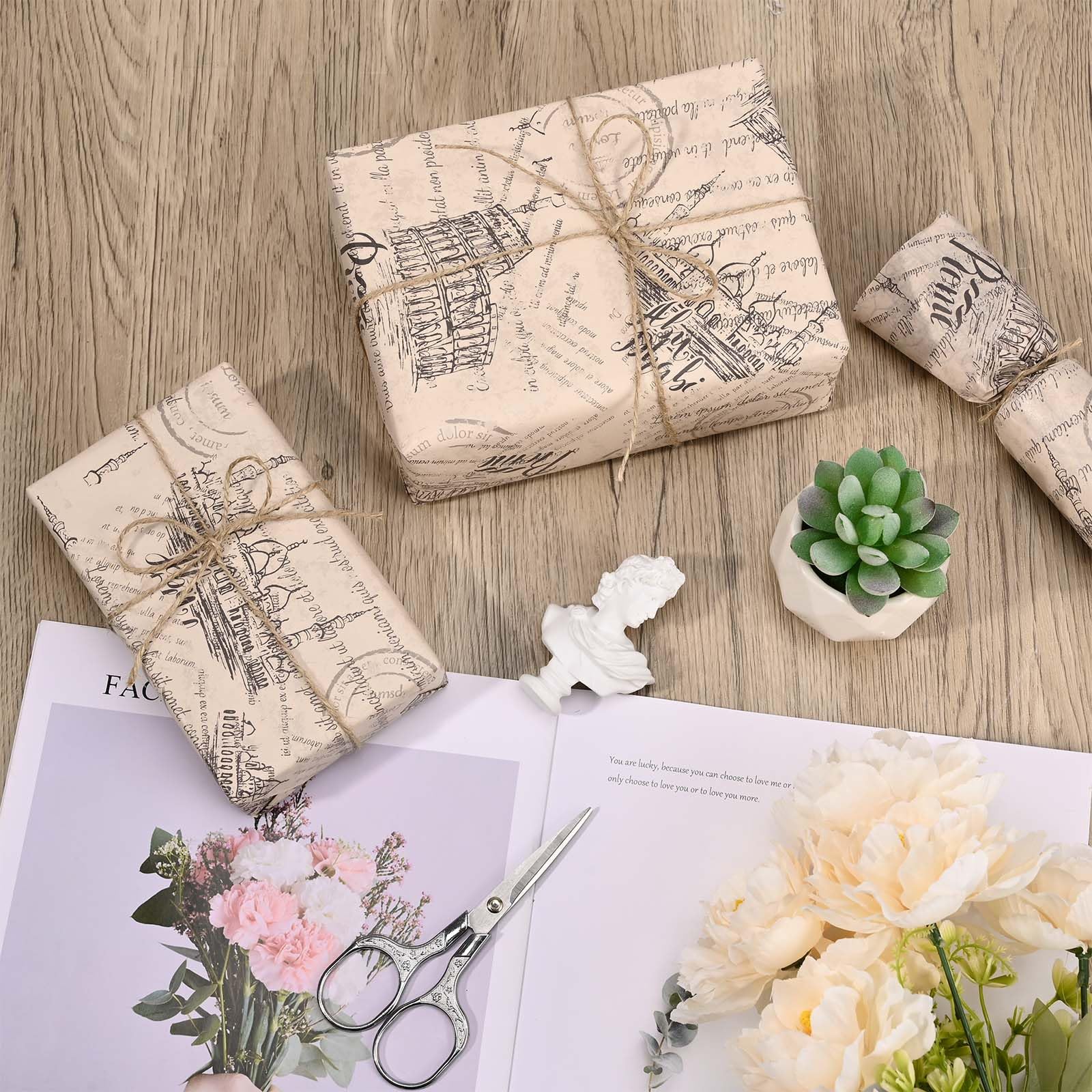 100 Sheets Vintage Newspaper Tissue Paper Retro Postcard Tissue