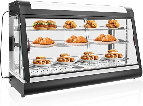 Calentador de alimentos comercial, calentadores de pizza de 3 niveles para encimera, con calefacción 3D con iluminación LED para bufé, restaurante,