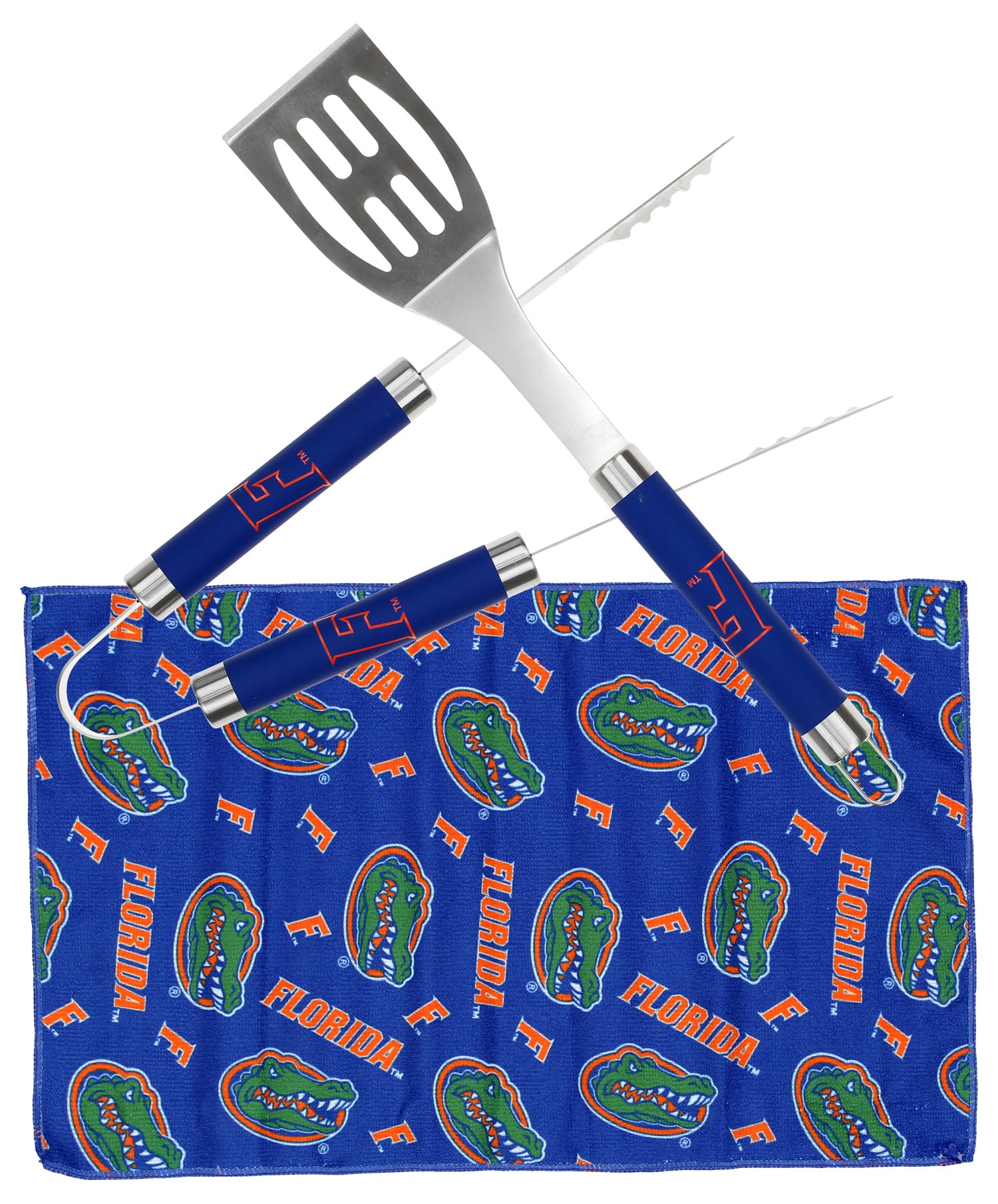 Northwest NCAA 3 Piece BBQ Grill Set - Spatula, Tongs and Towel, Scatter Print, Florida Gators