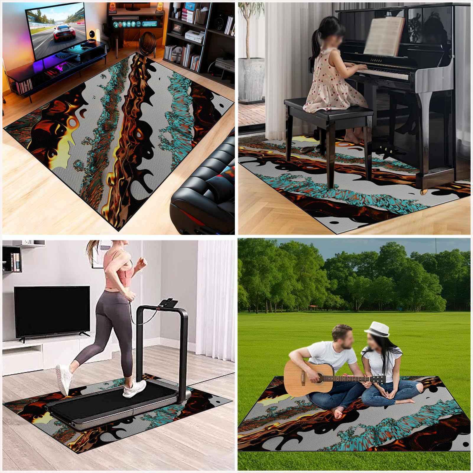 Tappeto per Batteria Acustica, Tappeti per Tamburi Insonorizzato, AntiscivoloTappetino Drum Carpet per Batterie Elettroniche Rullante Snare Drum Grancassa 230 x 180 cm