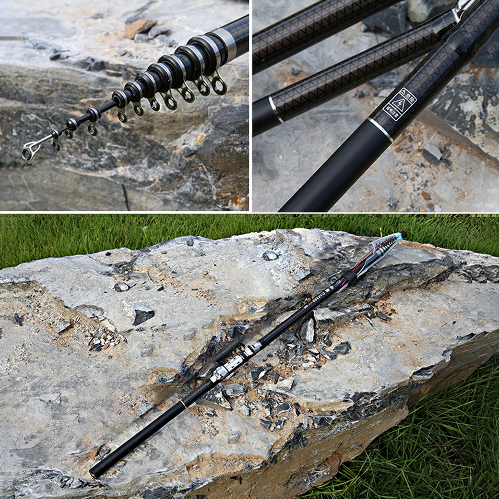 Canne A Peche Telescopique en Carbone 2.7M 3.6M 4.5M 5.4M 6.3M 7.2M Canne à Pêche Canne À Lancer Canne à PêChe Chinoise pour De Longues PéRiodes De PêChe(6.3m)