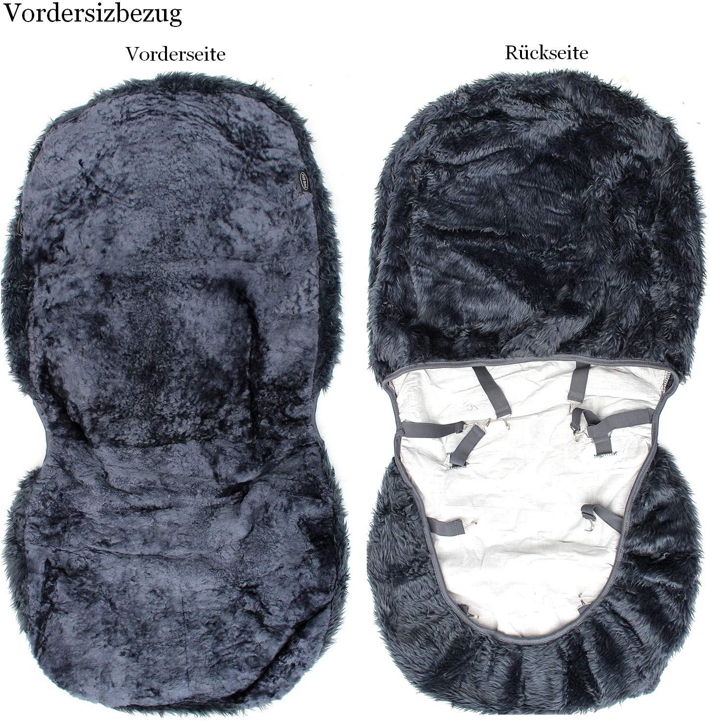 Lammfell-Autositzbezug Lammfellbezug Schonbezug Autofell Vollbezug universal (Anthrazit)