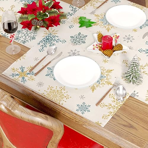 Miniatura 2 de Siilues Camino de mesa de invierno, decoración de invierno, copo de nieve, camino de invierno para mesa, decoración de invierno de temporada para