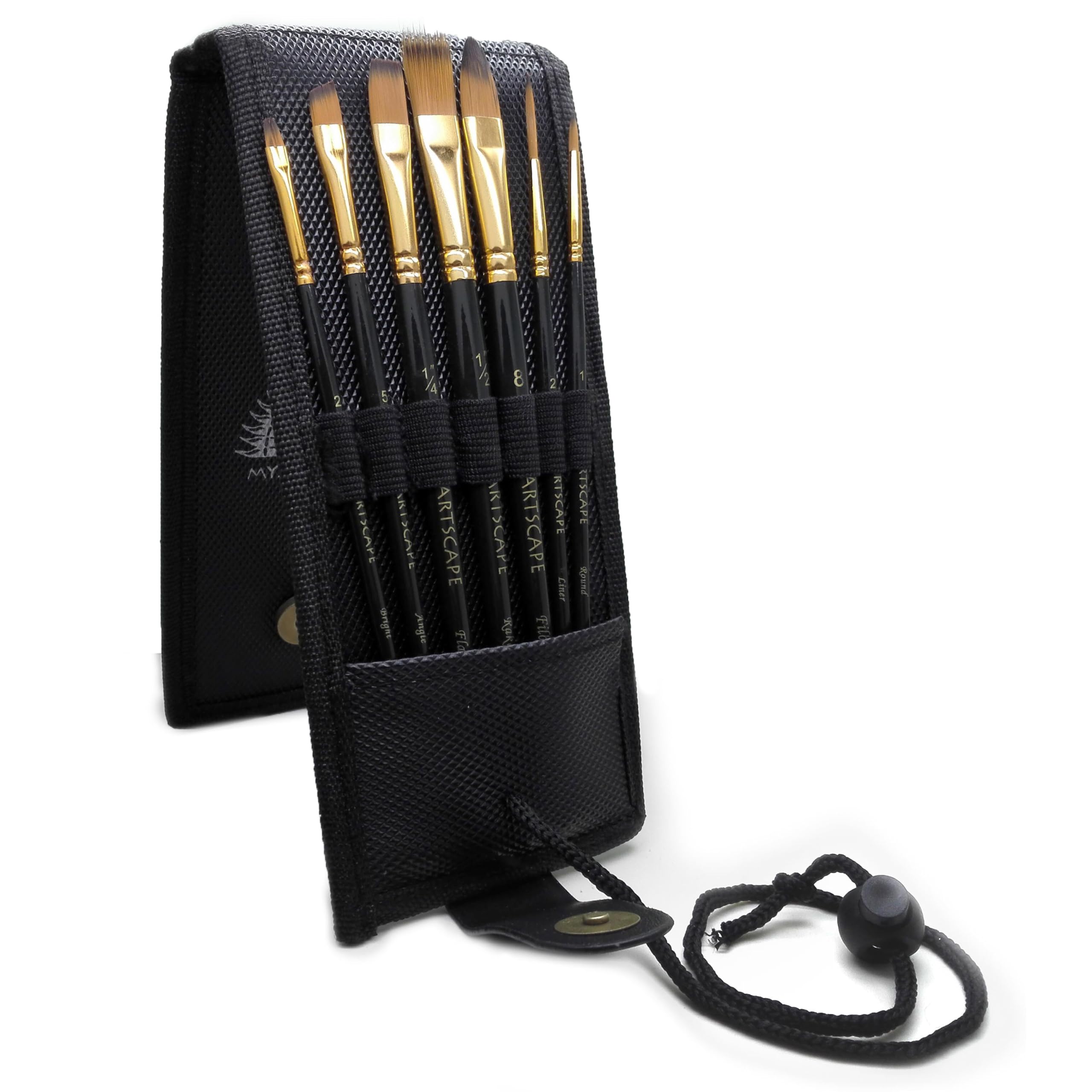 Pocket Paint Brush Set - 7 Artists' Paintbrushes for Watercolor, Acrylic and Oil Painting - Quality Art Supplies (Pocket Brushes - 002)