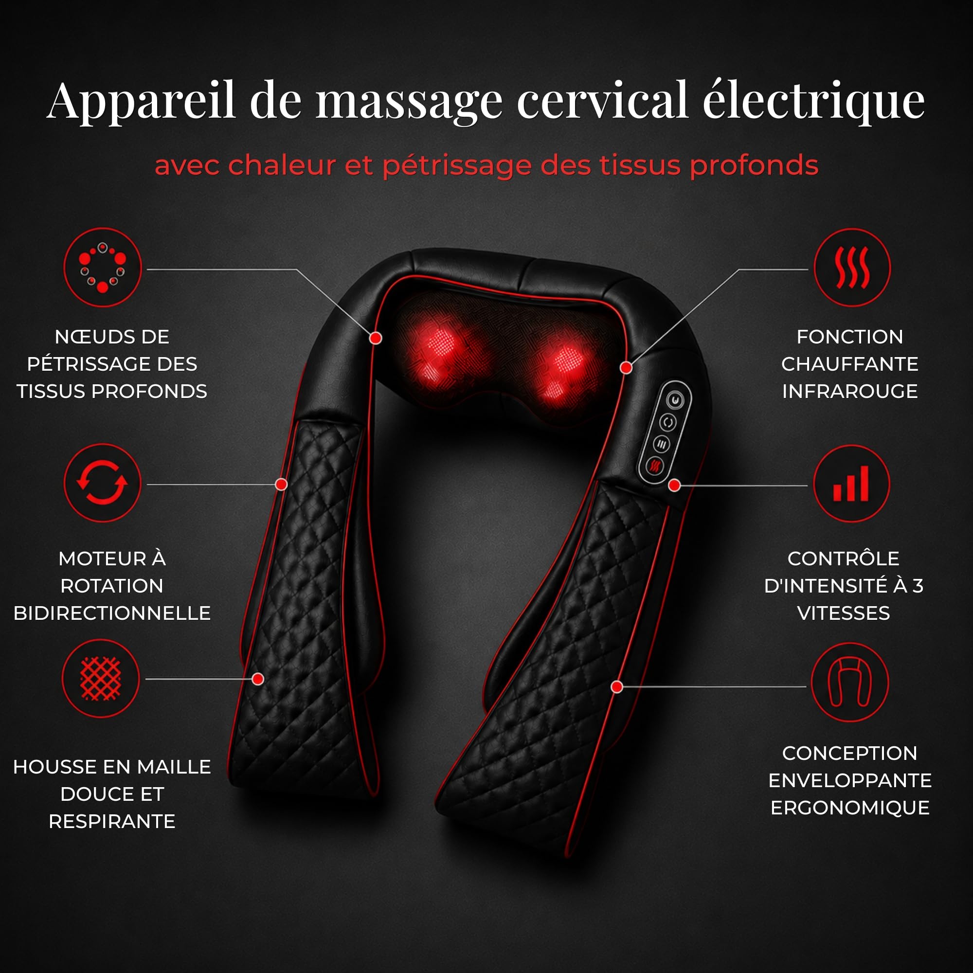 Essy Masseur Cervical Chauffant Shiatsu Nuque, Épaules, Dos & Corps | Cadeau massage femmes & hommes pour muscles détendus