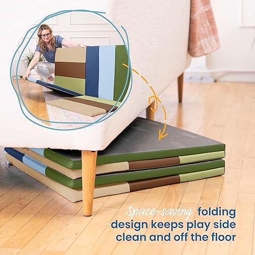 Miniatura 5 de ECR4Kids SoftZone - Tapete de actividades de azulejos giratorios, tapete de juego plegable, tono tierra