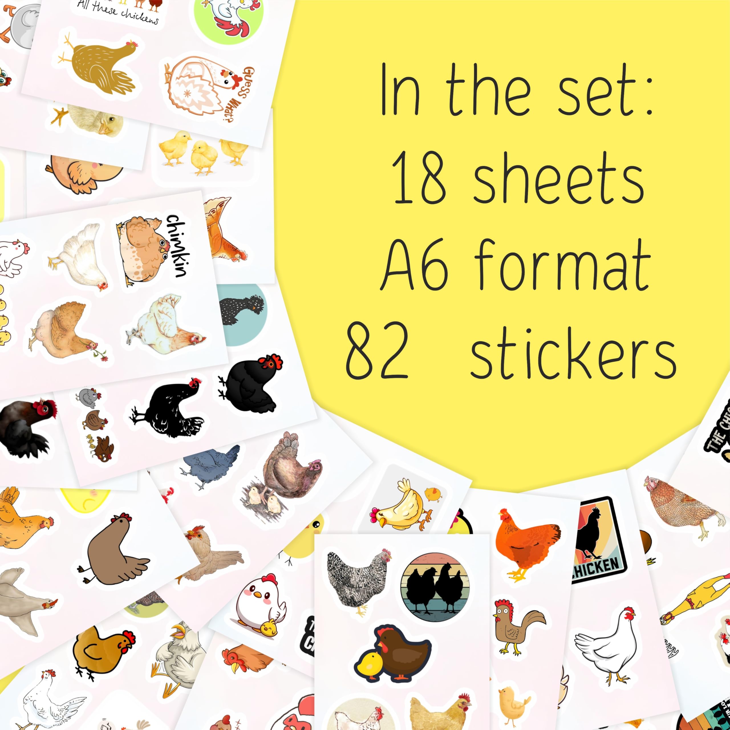 Adesivi con Galline per Bottiglie d'Acqua e Laptop - Favors e Decorazioni a Tema Fattoria - Chicken Stickers