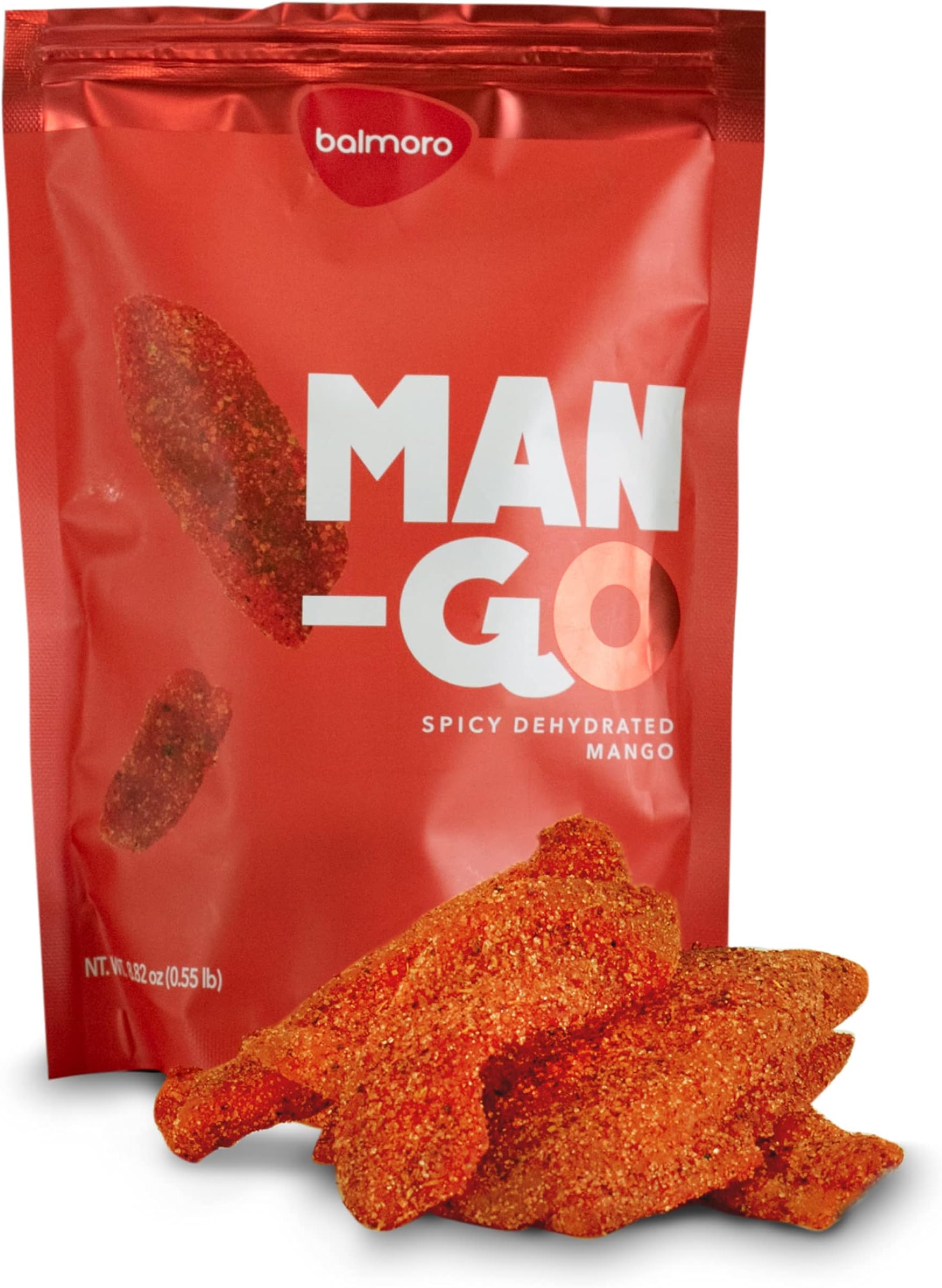 Balmoro Spicy Dehydrated Mango (8.8 oz) - Spicy Dehydrated Mango Fruit Slices - Chili Mango Dried Fruit - Dried Mango with Chili