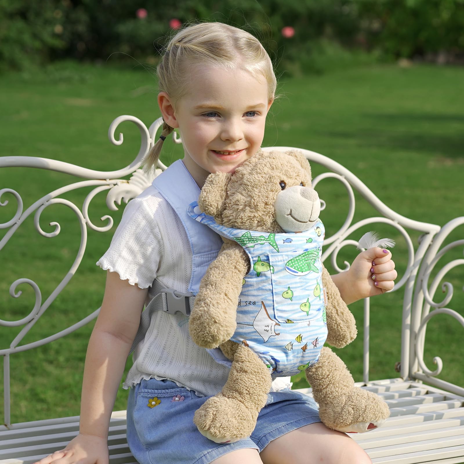 GAGAKU Baby Doll Carrier for Toddlers Toy Baby Carrier for Kids Reborn Dolls Accessories for Little Girls - Blue - Fish - Image 3