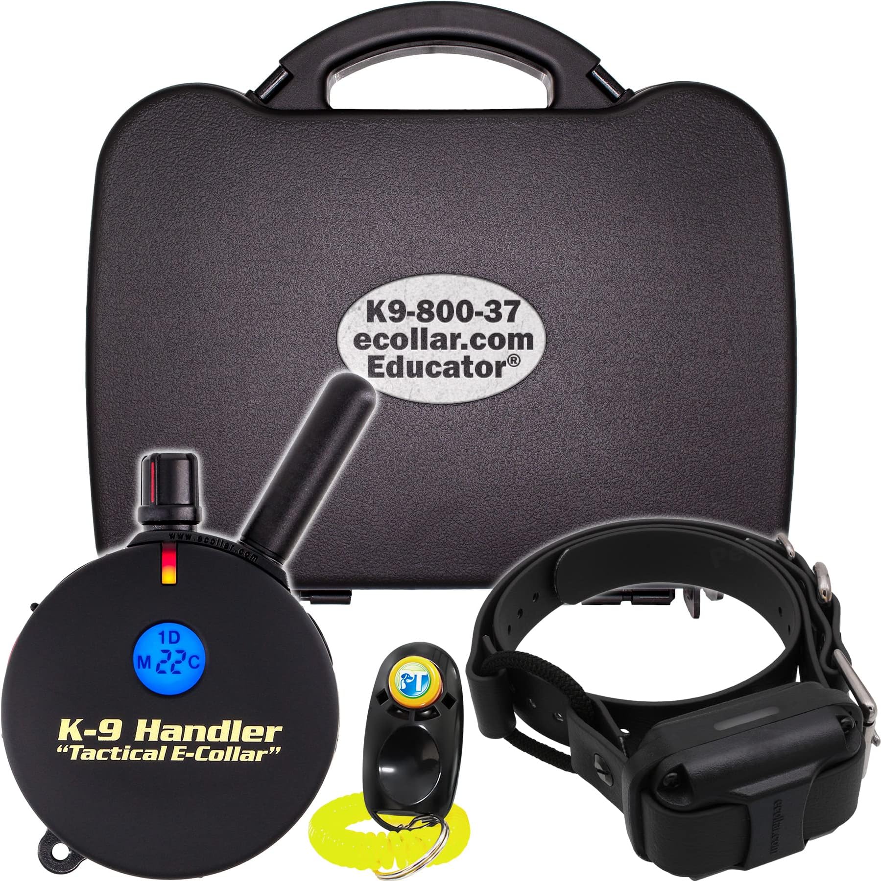 K9-800 K9 Handler Professional E-Collar Dog Training Collar - Up to 1 Mile Range, Waterproof, Rechargeable, 100 Stimulation Levels, Vibration, Tone, 37-Inch Bungee Collar