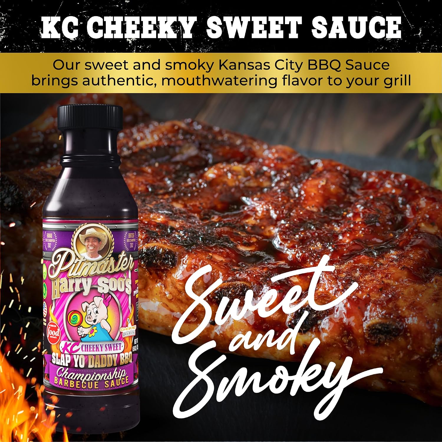 Slap Yo Daddy BBQ Hot Burn, Cheeky Sweet and Tangy Zesty and Original (4 Sauces) 15oz Bundle image 4