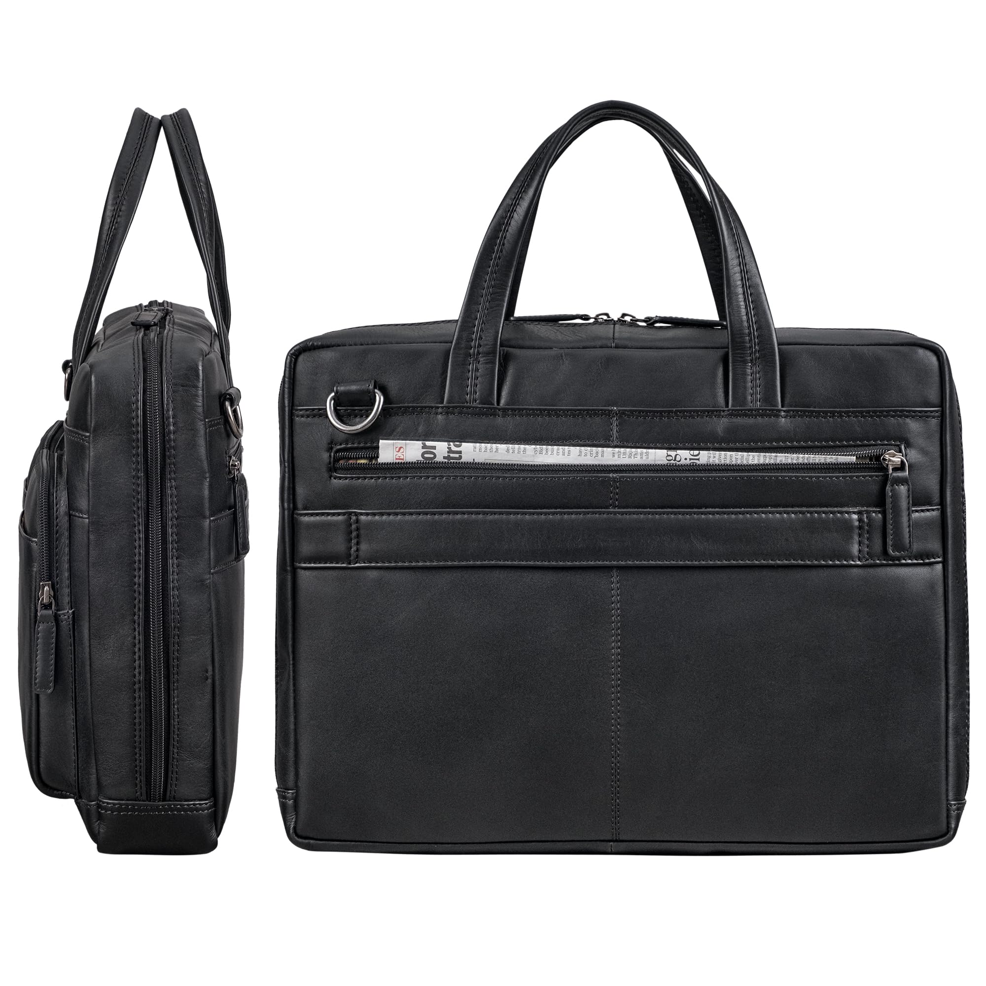 STILORD Erwin Große Laptoptasche Leder Aktentasche 15.6-16 Zoll Notebooktasche Businesstasche Bürotasche Arbeitstasche Echtleder mit Laptopfach Herren Damen Farbe:schwarz