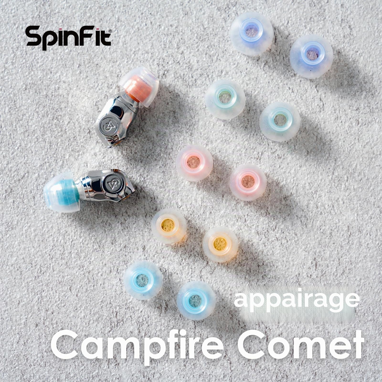 SpinFit W1 for IEM - L - Embouts d'oreille brevetés en Silicone de qualité médicale, Double Noyau en Forme de W, Plus de stabilité