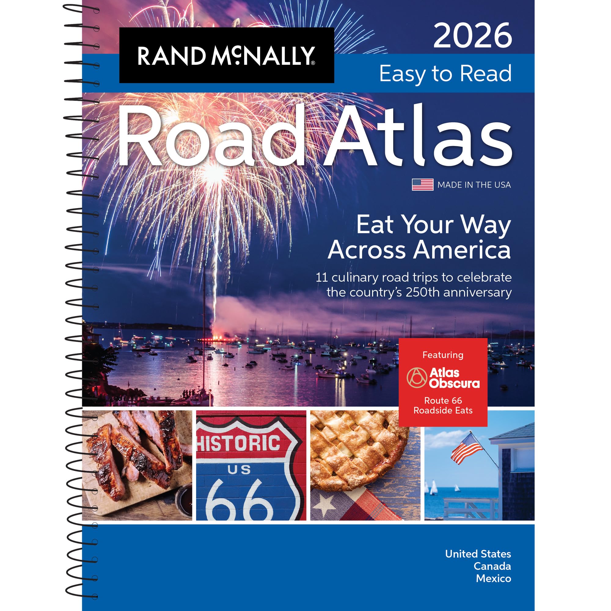 US road atlas - medium size, spiral bound