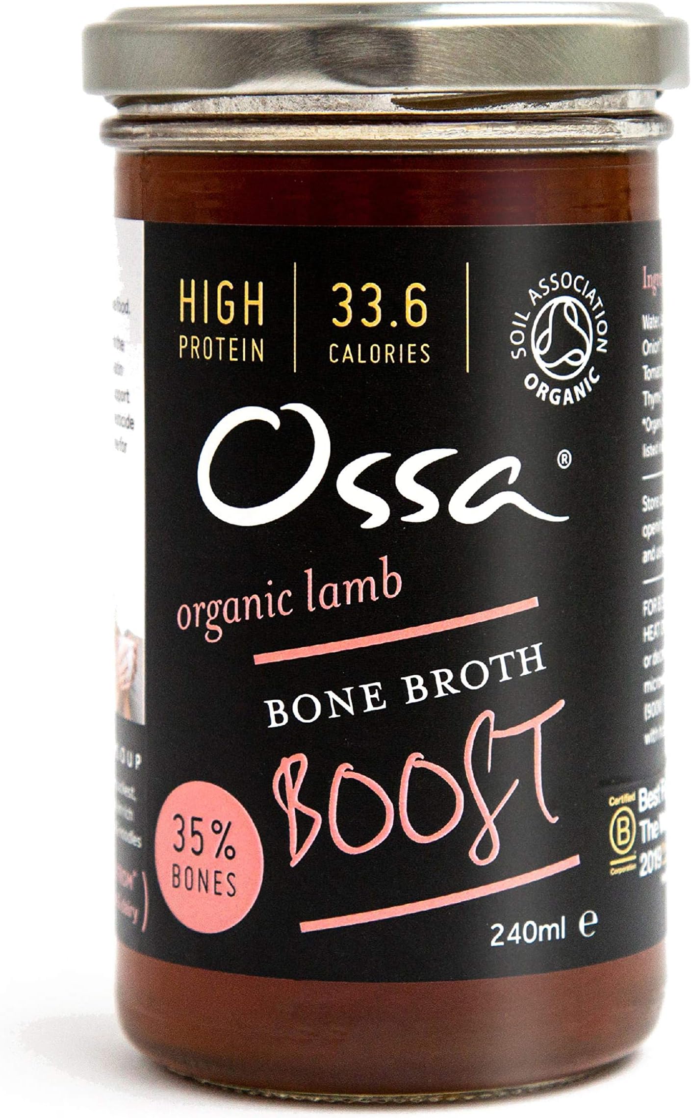 Ossa Organic Lamb Bone Broth Boost - All Natural, Keto/Paleo Cooking with Collagen Protein, 240g