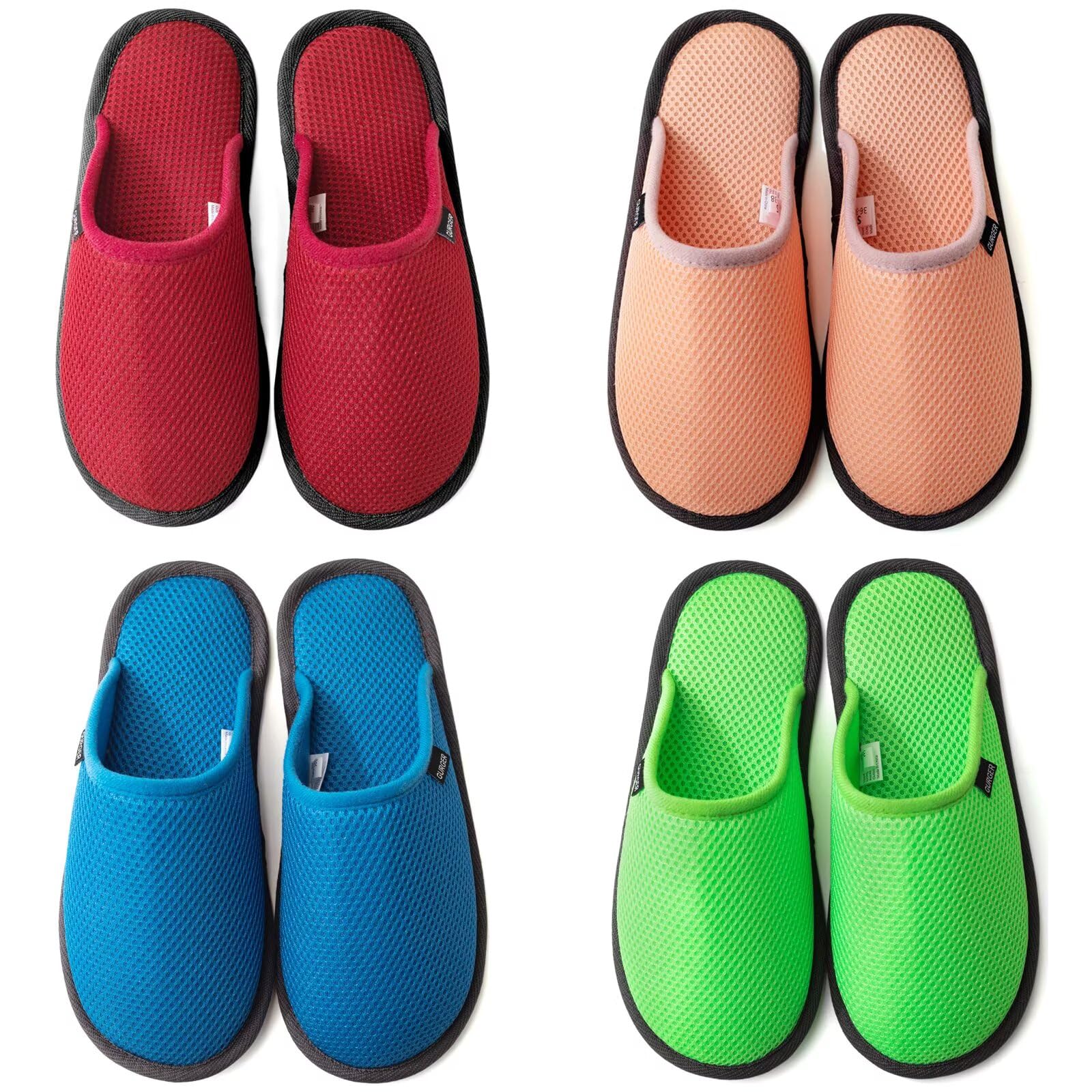 BUGUKI 3-6 Pairs Spa Slippers Set Non-Disposable Washable Non-Slip Guest Slippers Comfortable Breathable Slippers for Spa, Hotel, Party Guest and Bedroom, Set of 4 Pairs