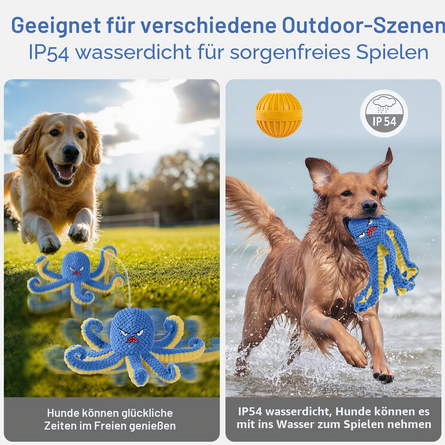 Interaktives Hundespielzeug, Oktopus, langlebiges, automatisches Spring-Hundespielzeug, um sie beschäftigt zu halten, quietschendes, bewegliches Tauziehen, Hundespielzeug, wiederaufladbar über