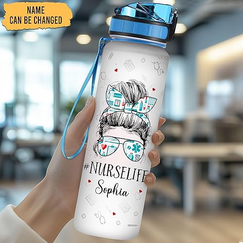 Vista 51 de Hyturtle Botella de agua motivacional personalizada con texto en inglés "She Works Willingly With Her Handy Proverbios", regalo para enfermeras