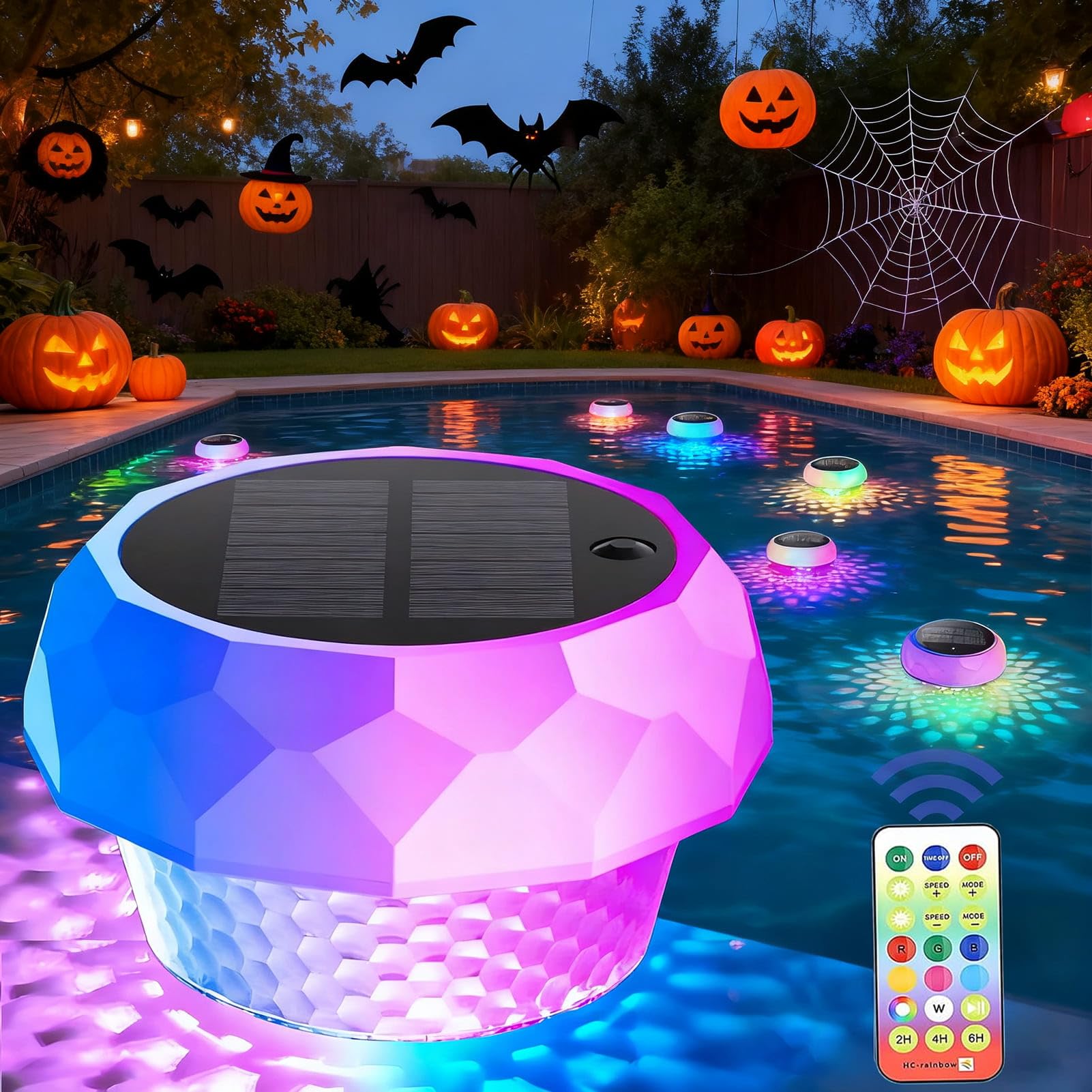 yowin Solar Pond Lights, Floating Hot Tub Lights with Remote