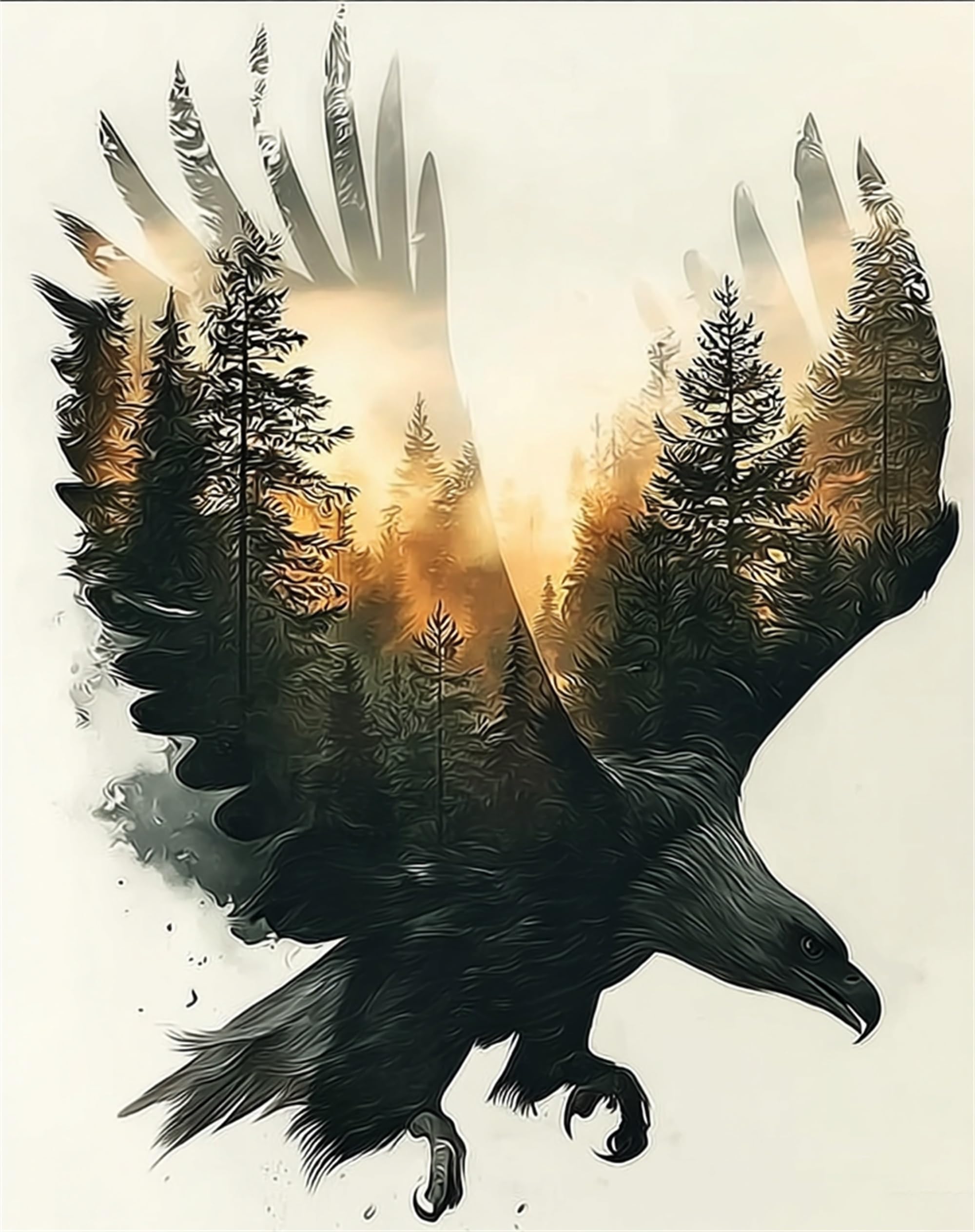 Nznanchu Eagle Paint By Number For Adult,Animal Diy Painting Kits For Adults,Silhouette Color By Numbers,Paint By Number Canvas Crafts Watercolor For Beginners Hoom Decor