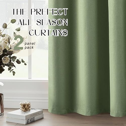 Miniatura 45 de Cortinas opacas con textura de lino gris total para dormitorio, con aislamiento térmico, cortinas cortas de 64 pulgadas, cortinas de granja con