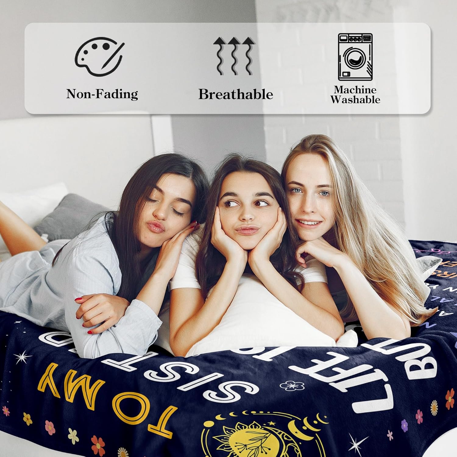 Birthday Gifts for Sister - Christmas Sister Gifts from Sisters, Brother for Adult Sisters - to My Sister Blanket - Present for Mothers Day Valentines Day - Throw Blanket 50"x60" - Image 2