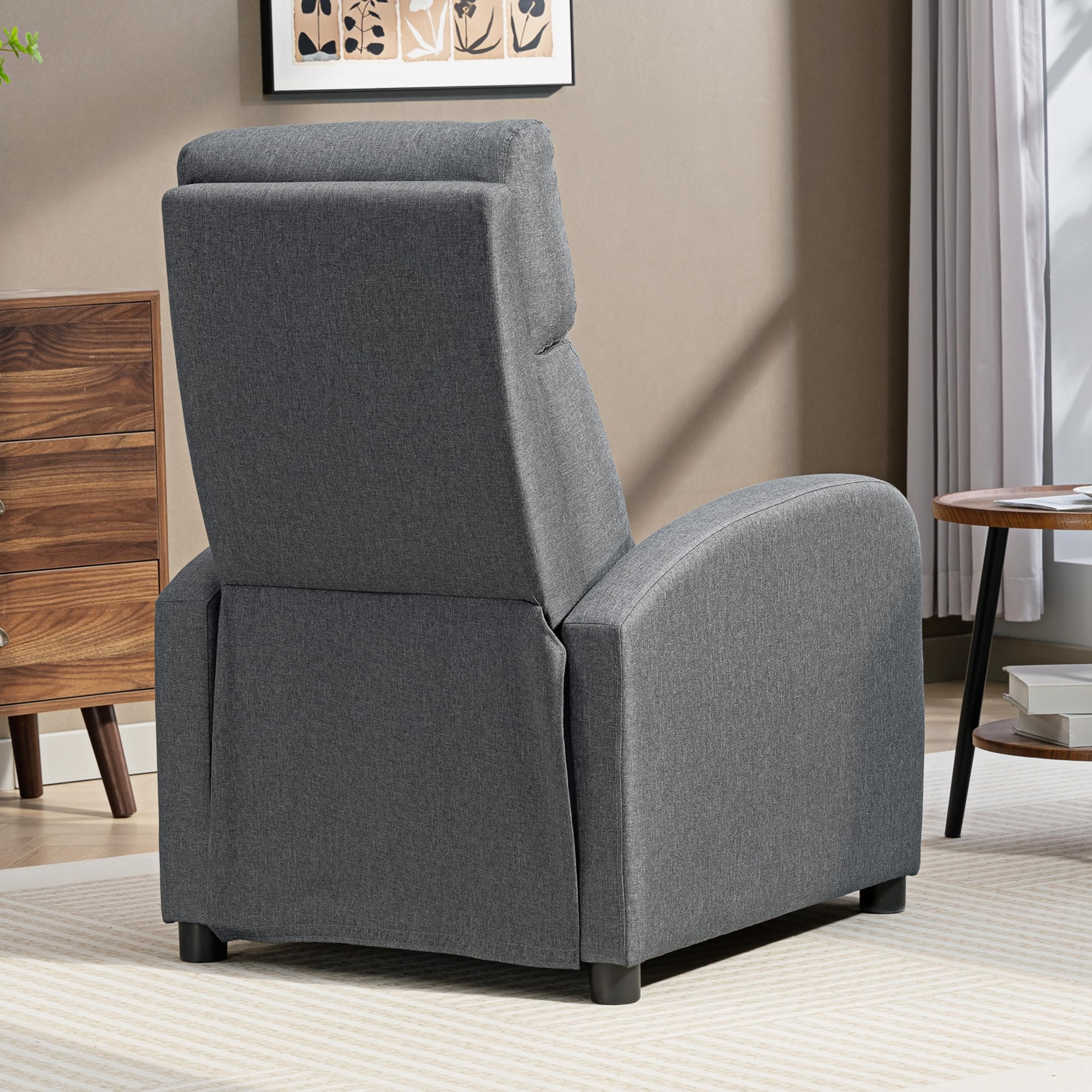HOMCOM Poltrona Relax Imbottita con Poggiapiedi 69x87x100.5 cm Grigio | Schienale Reclinabile 135°, Poggiapiedi Estraibile, in Lino
