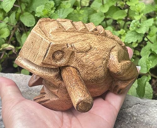 Miniatura 10 de Instrumentos de percusión clásicos hechos a mano, rana de madera, 2.3-2.5 pulgadas, instrumento musical de rana de madera (color negro)