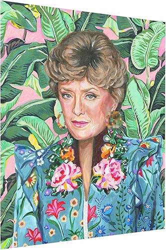 Póster retro de los años 80, genial y vanguardista, lienzo dorado y para niñas, estampado floral tropical blanco, listo para colgar para dormitorio,