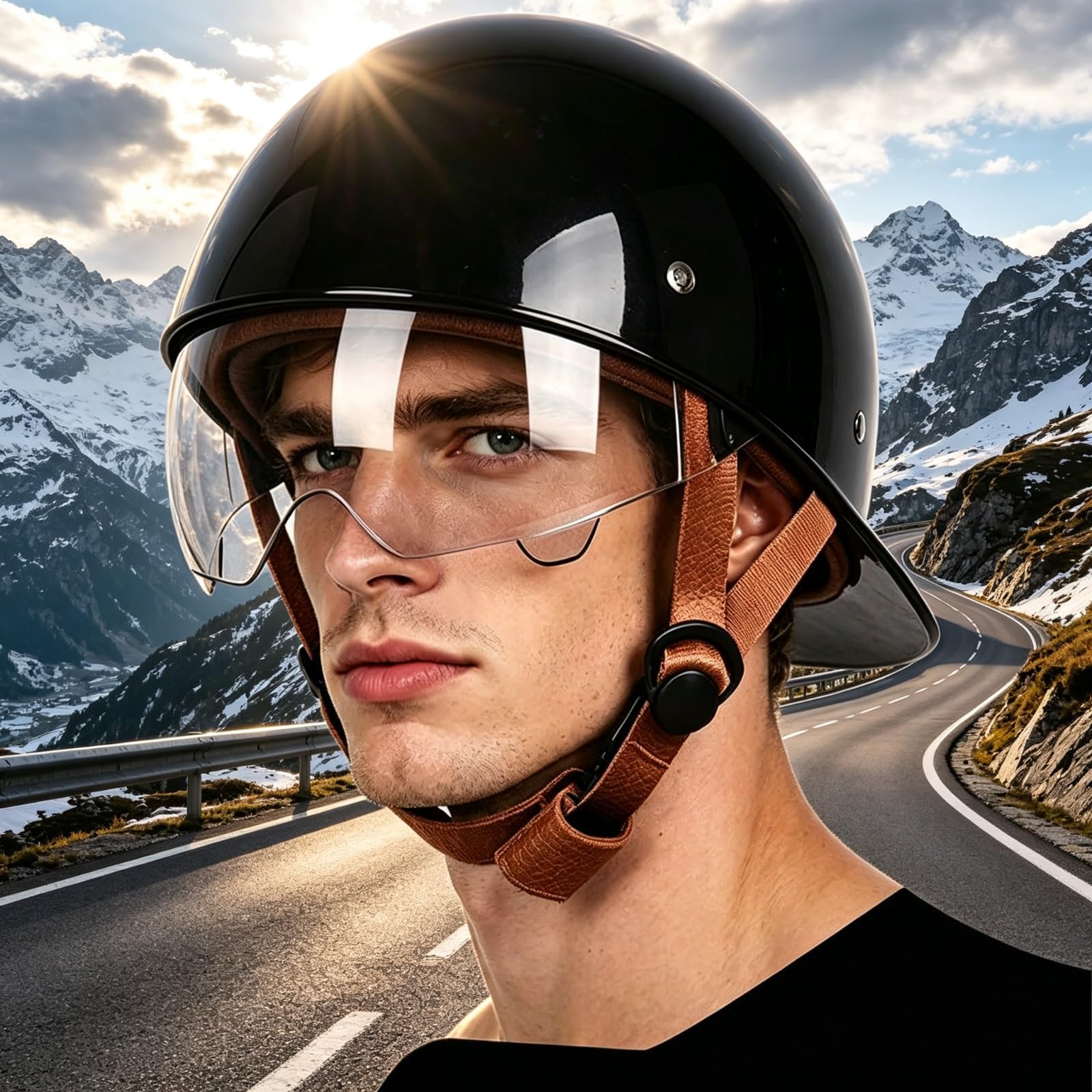 Stealth Kask Baseball ECE 22.06 Homologacja Półkask Retro Skuter | Półkask Czapka z Daszkiem ECE Homologacja, Skorupa ABS Lekka, Opuszczana Blenda