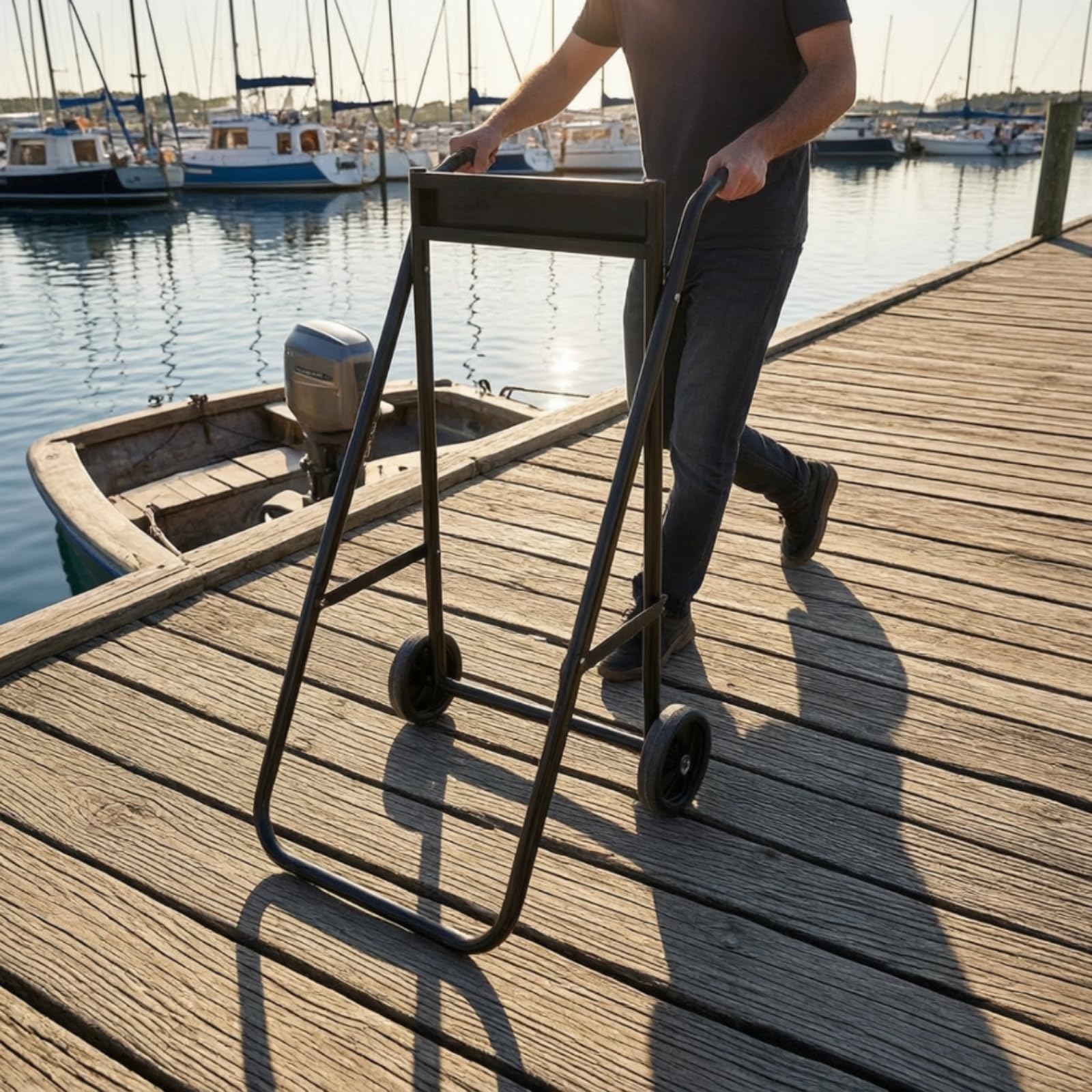 Carrello Motore Marino Motore Fuoribordo Supporto Motore Officina Struttura Robusta in d'Acciaio Manico Regolabile Ruote, Piccolo